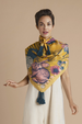Powder Tasselled 100% Silk Summer Woodland in Mustard Scarf