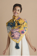Powder Tasselled 100% Silk Summer Woodland in Mustard Scarf