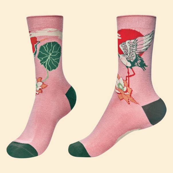 Powder Crane at Sunrise Ankle Socks - Petal