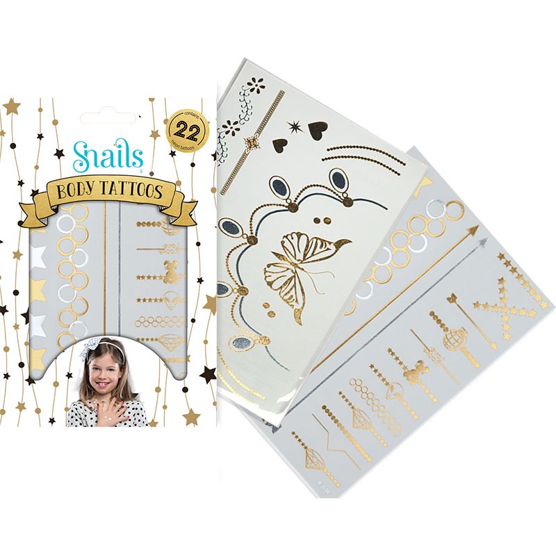 Snails Body Tattoo Set – Metallic