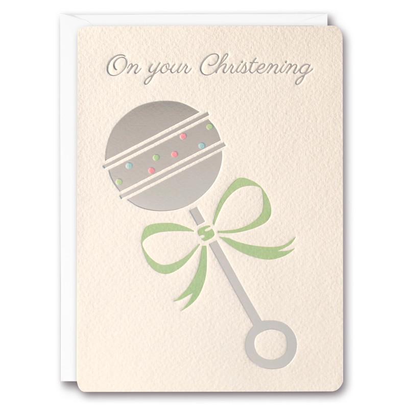 James Ellis Christening Rattle Retro Press Card