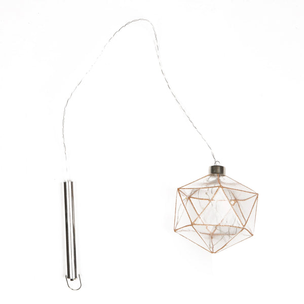 Sass & Belle Copper & Clear Geometric Led Bauble
