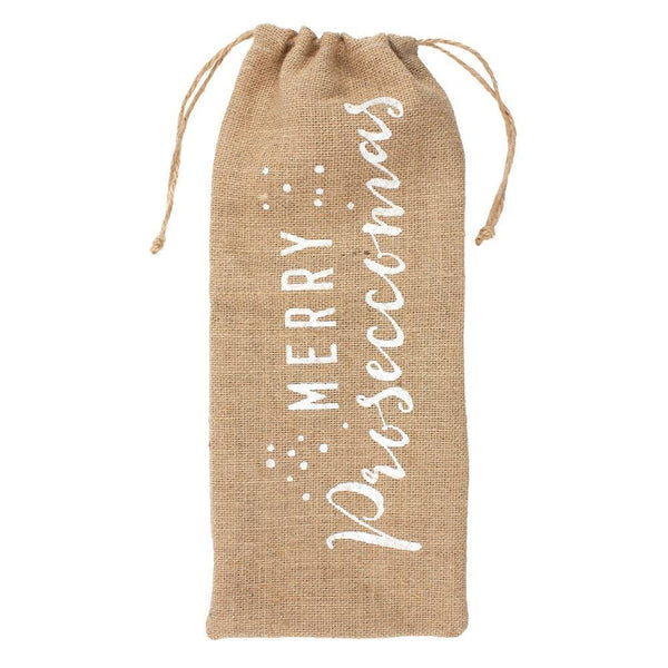 Merry Proseccomas Hessian Bottle Bag
