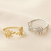 Lisa Angel Stainless Steel Gold Adjustable Fern Leaf Ring