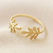 Lisa Angel Stainless Steel Gold Adjustable Fern Leaf Ring