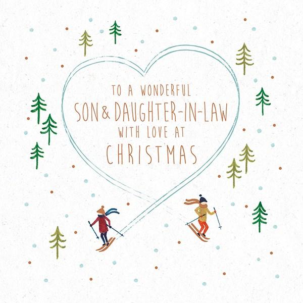 The Art File Son & Daughter In Law Skaters Christmas Card