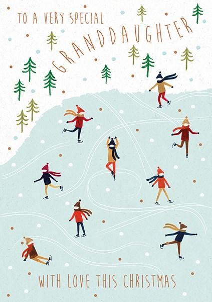 The Art File Special Granddaughters Skaters Christmas Card