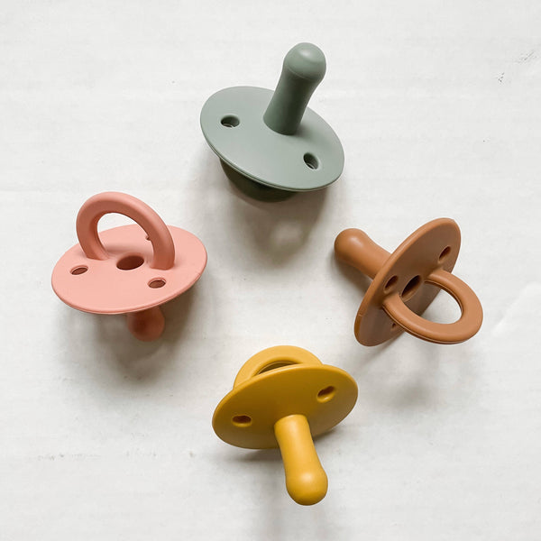 Set of 2 Silicone Pacifiers - Mauve & Mustard