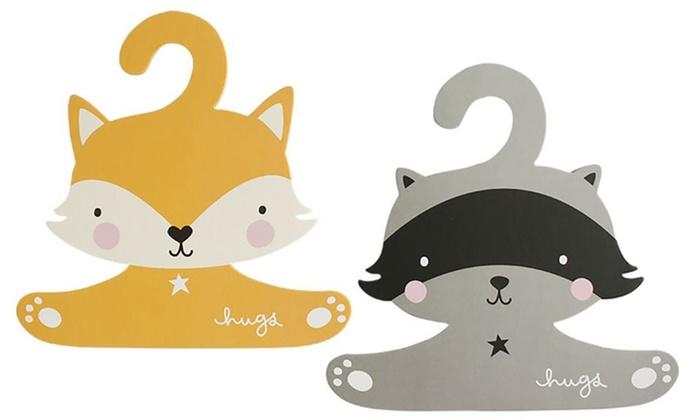 A Little Lovely Company Coat Hanger Set - Raccoon & Fox