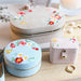 Lisa Angel Embroidered Flowers Petite Velvet Travel Ring Box