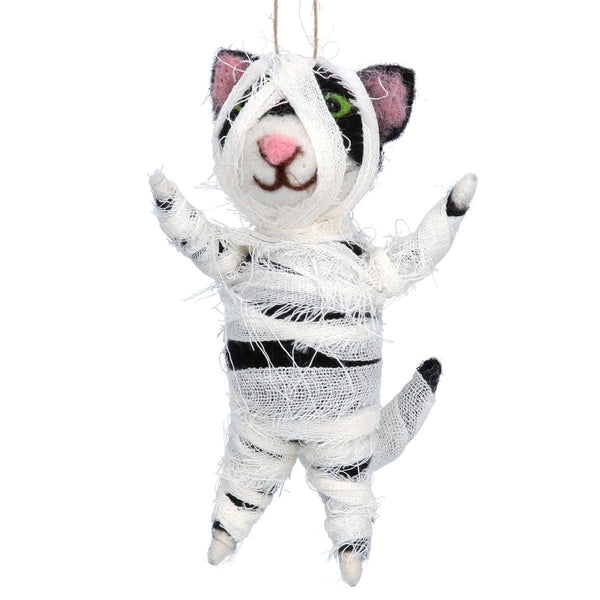 Gisela Graham Mixed Wool 'Mummy' Cat Decoration