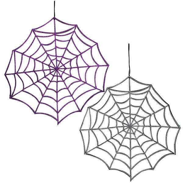 Gisela Graham Fabric/Diamante Spider Web Decoration - Assorted Colours