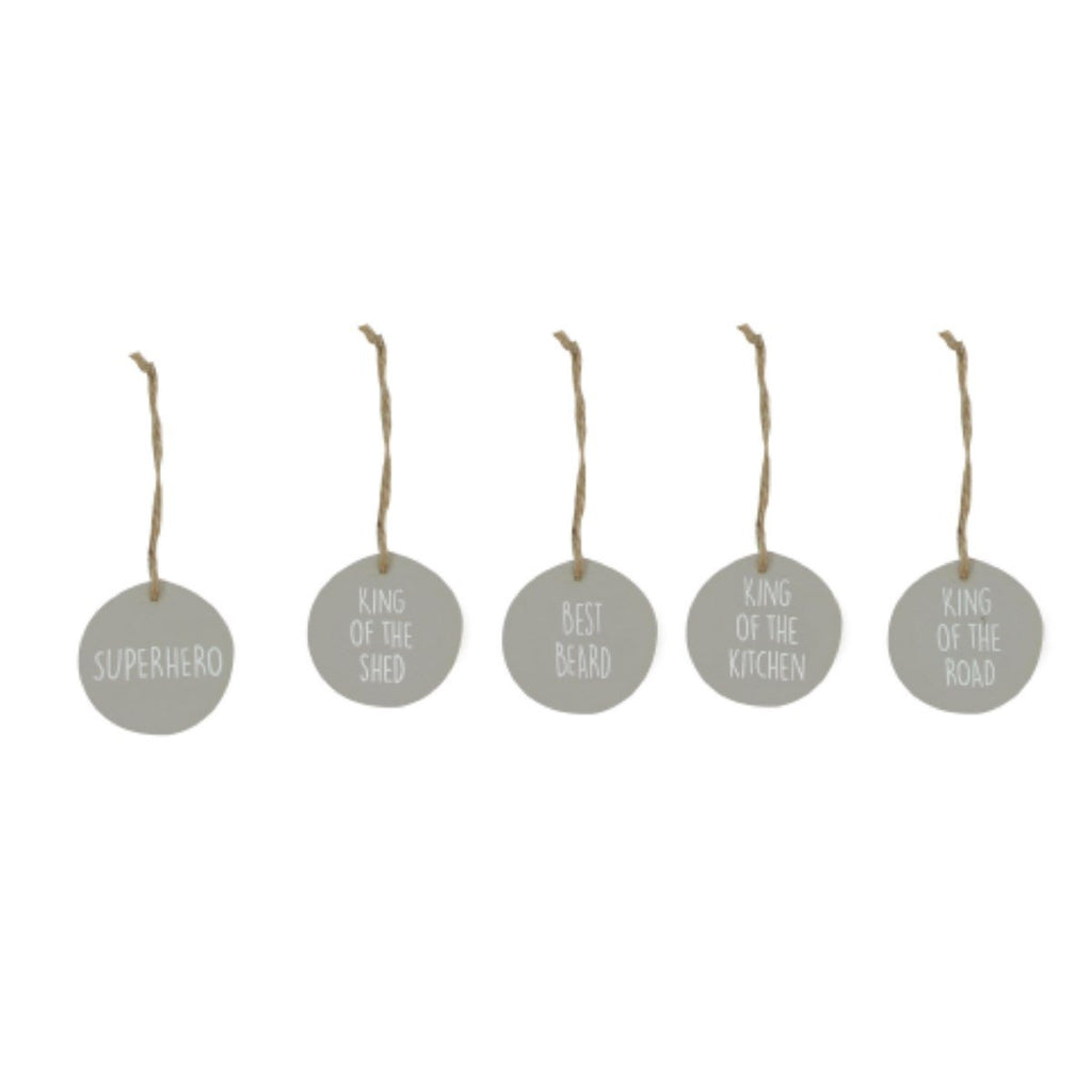 Gisela Graham Wood Plaque 5cm - Grey Circle - 5 Designs