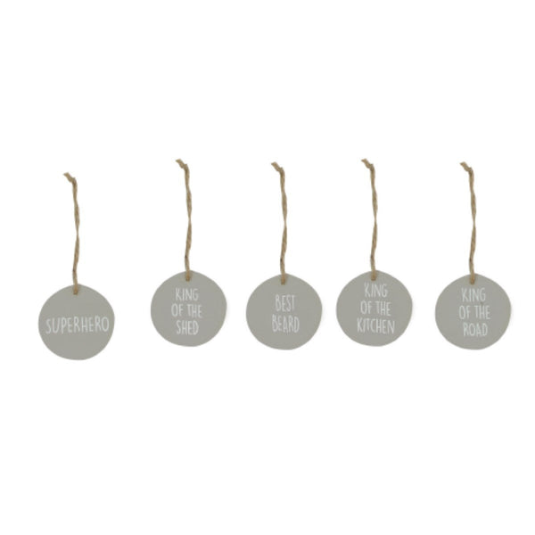 Gisela Graham Wood Plaque 5cm - Grey Circle - 5 Designs