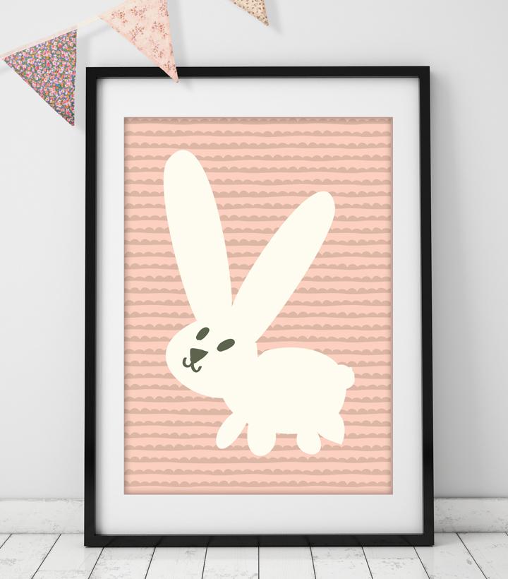 Mrs Best Paper Co Pink Bunny - Stylish Nursery Wall Art