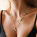 Lisa Angel Semi-Precious Stone Green Beaded Droplet Necklace in Gold