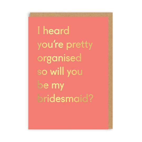 Ohh Deer Bridesmaid Organised Greeting Card - Maid of Honour / Wedding Card
