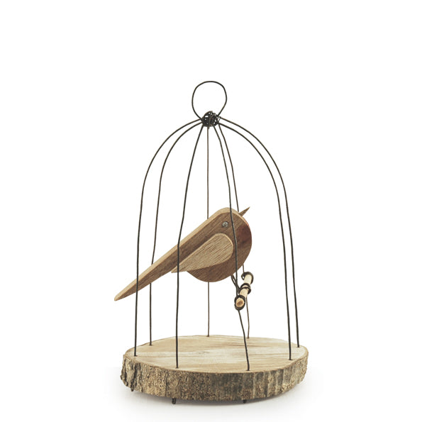 East of India Naive Bird Rusty Wire Cage - Small