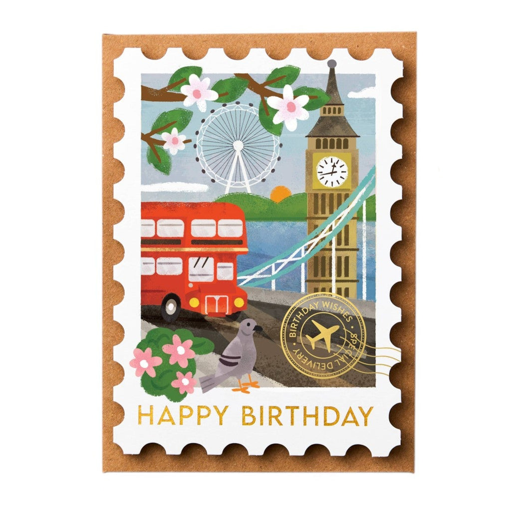 Stormy Knight London Stamp Birthday Card, Travel Themed Cards