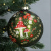 Gisela Graham Antique Apple Green with Glittered Mushrooms Glass Bauble