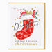 Christmas card with a red stocking and text for a special daughter