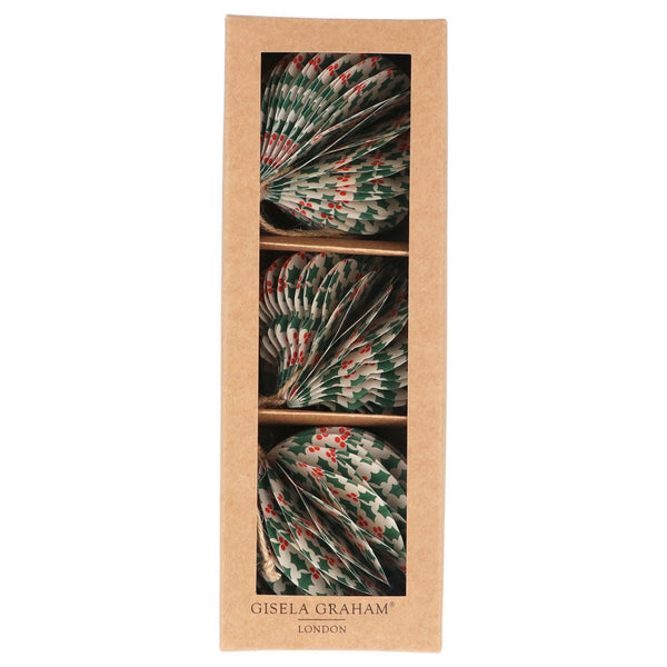 Gisela Graham Holly Pattern Paper Honeycomb Decorations