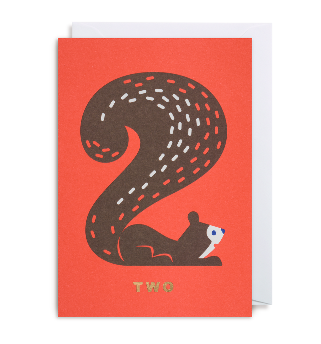 Number 2 Squirrel Greeting Card - Lagom Design