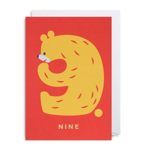 Number Nine Bear Birthday Card - Lagom Design
