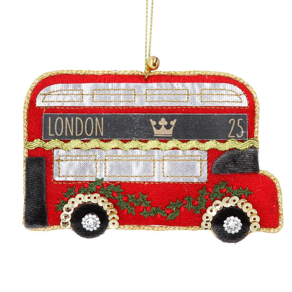 Gisela Graham Fabric Hanging Decoration - London Bus
