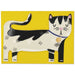 Raspberry Blossom Black And White Cat Greetings Card
