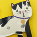 Raspberry Blossom Black And White Cat Greetings Card