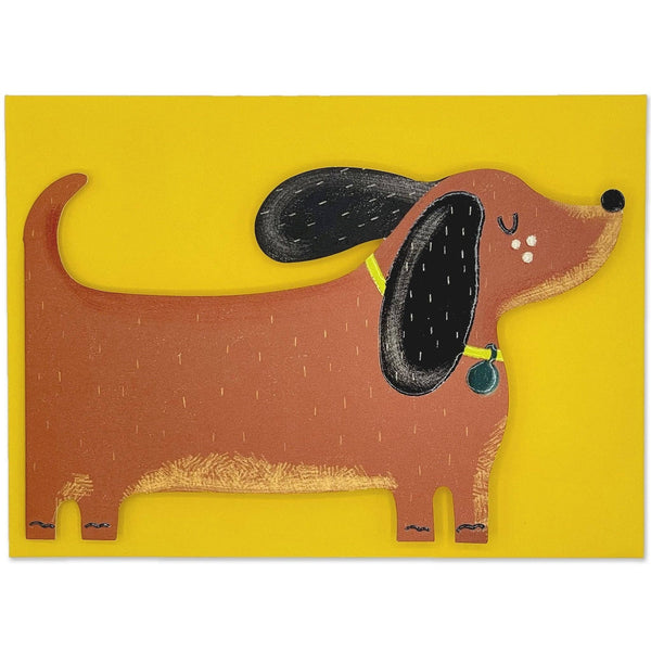 Raspberry Blossom Dachshund Greetings Card