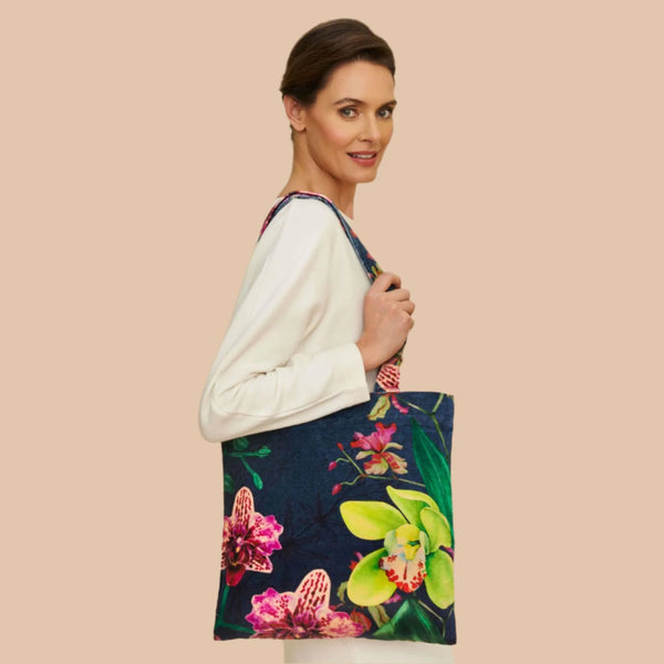 Powder Exotic Evening, Ink Velvet Tote Bag