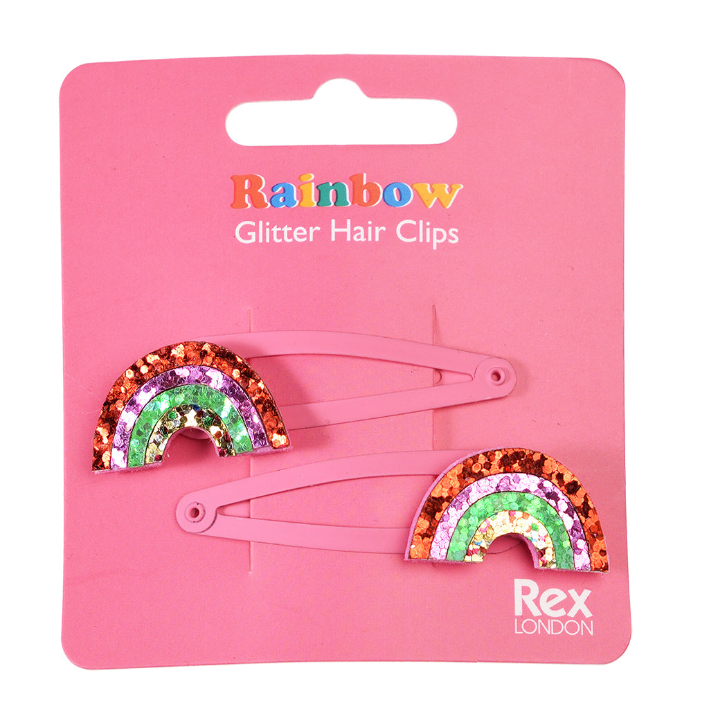 Rex London Glitter Hair Clips Set Of 2 - Rainbow