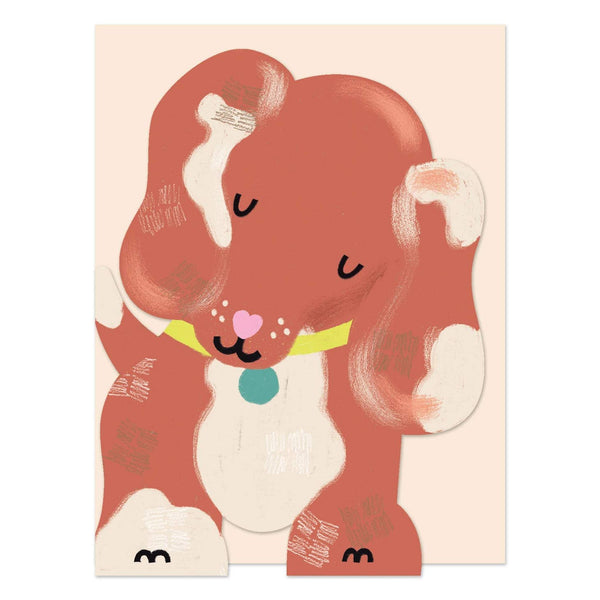 Raspberry Blossom Dachshund Puppy Greetings Card