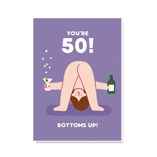 Stormy Knight Bottoms Up 50th Birthday Card