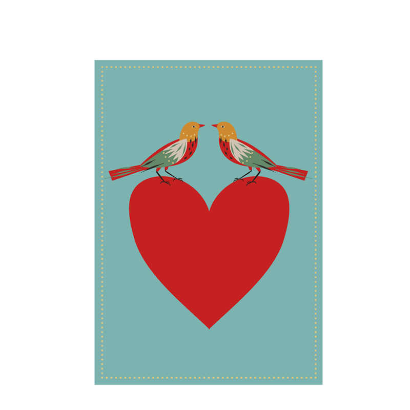 Rex London Greetings Card - Birds and Heart