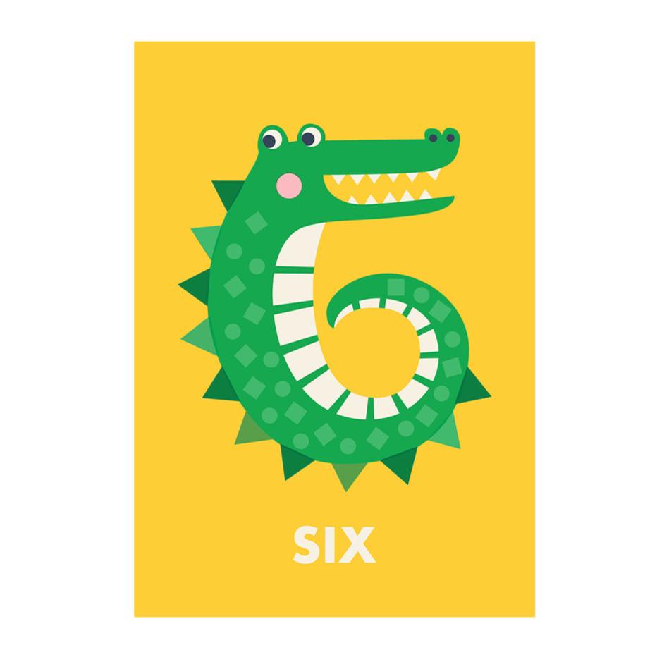 Rex London Birthday Card - Crocodile 'Six'