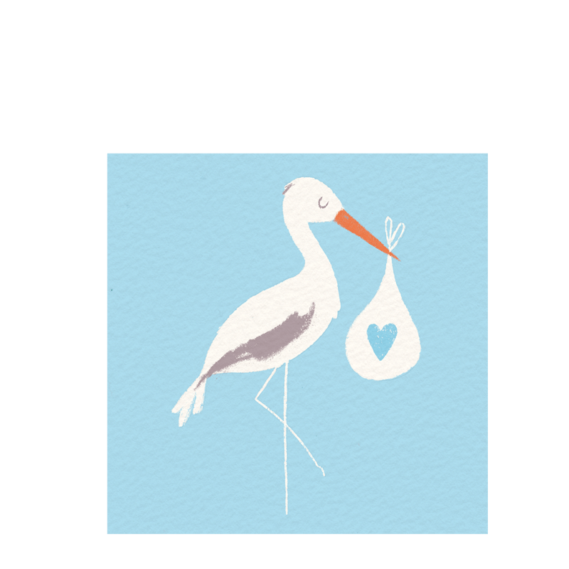 Rex London Greetings Card New Baby - Blue Stork