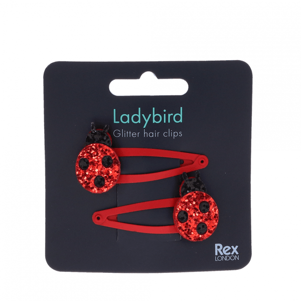 Rex London Glitter Hair Clips (set of 2) - Ladybird