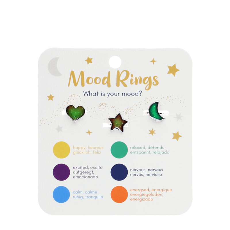 Rex London Mood rings set of 3 - Heart, Star & Moon