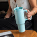 Rex London Travel Tumbler With Handle 1.2Ltr - Eggshell Blue