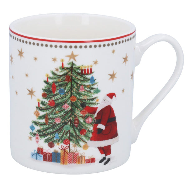 Gisela Graham Nostalgia Santa & Tree Bone China Mug
