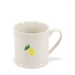 White mug with a lemon design on a transparent background