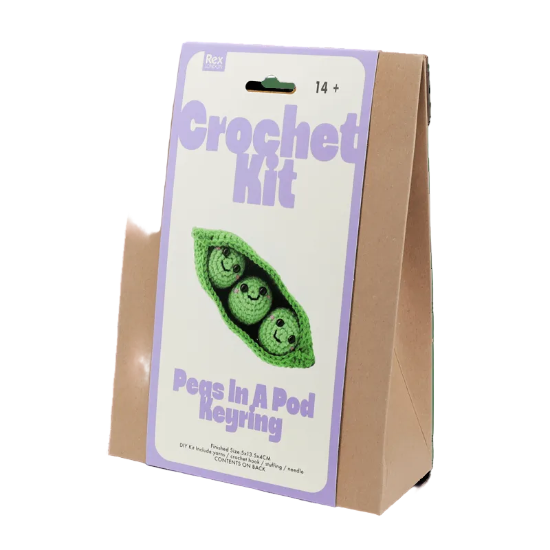 Rex London Crochet keyring kit - Peas in a Pod, 13.5cm