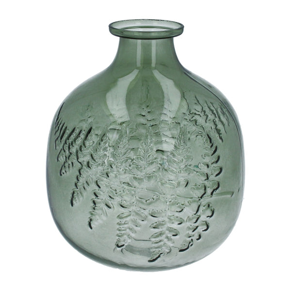 Gisela Graham Glass Vase - Large Green Fern Impression Ball
