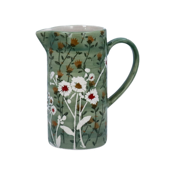 Gisela Graham Stoneware Jug 12cm - Green Wild Daisy