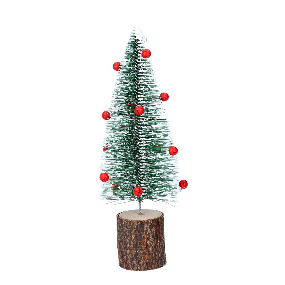 Gisela Graham Green Christmas Tree with Red Bells on Log