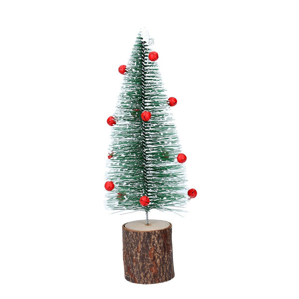 Gisela Graham Green Christmas Tree with Red Bells on Log