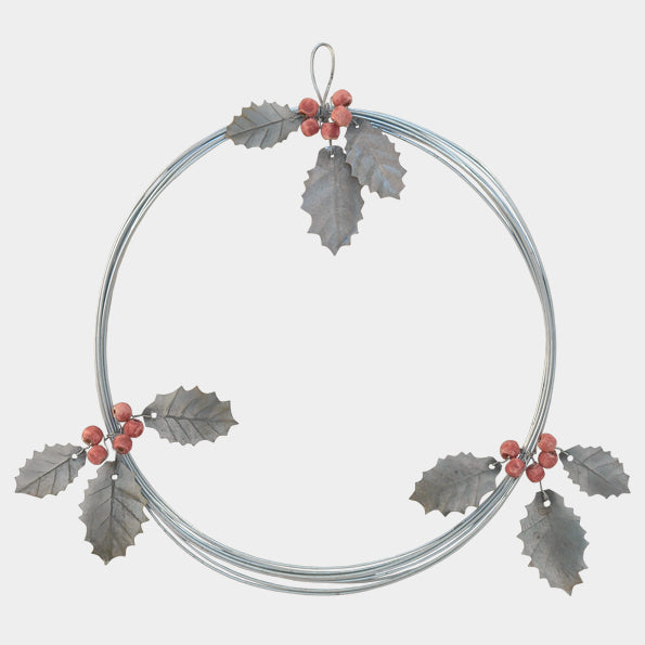 East of India Metal Wreath - Berries & Leaves